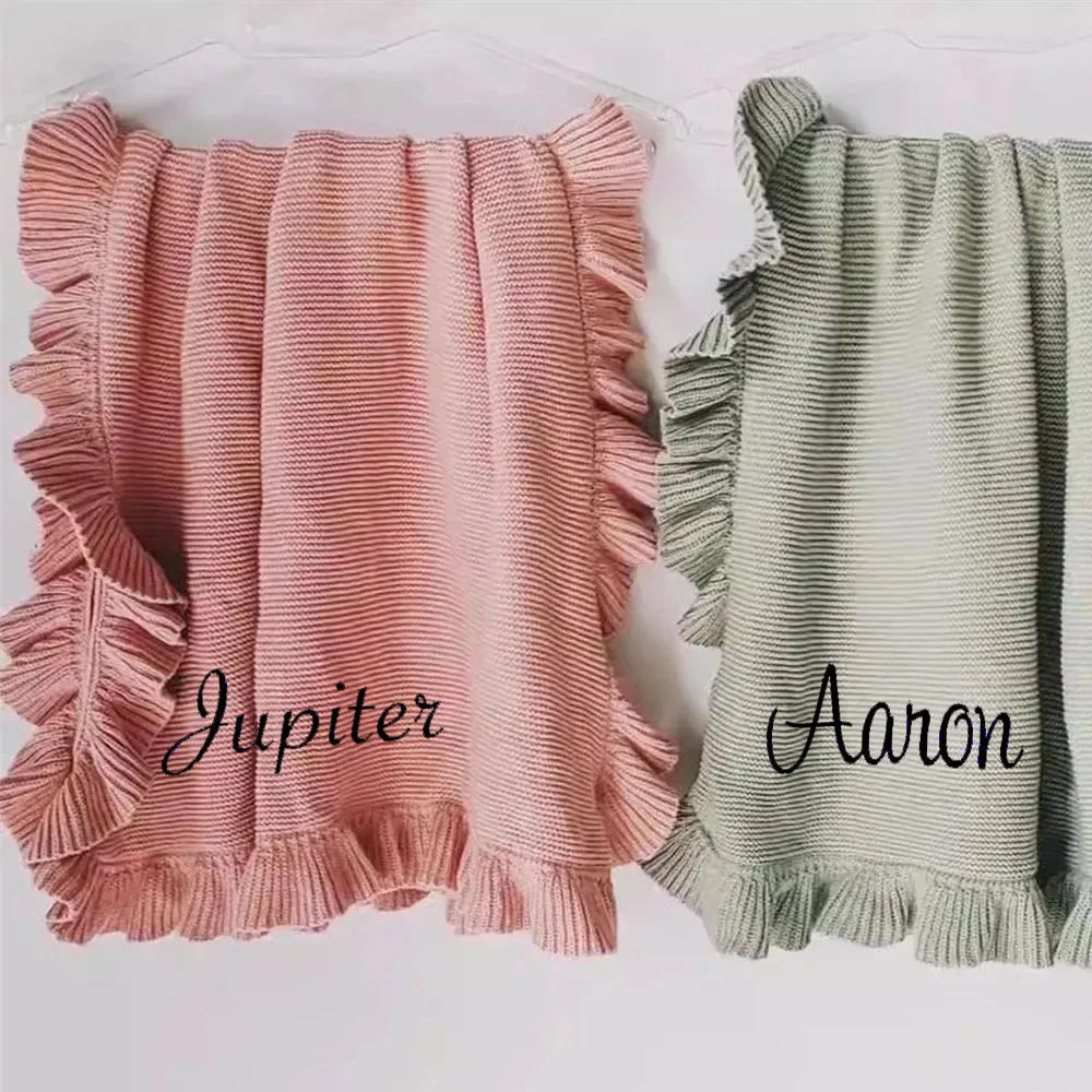 Embroidered Baby Blanket Name Stroller Blanket Newborn Baby Shower Party Gift Nursery Room Afternoon Nap Soft Blankets