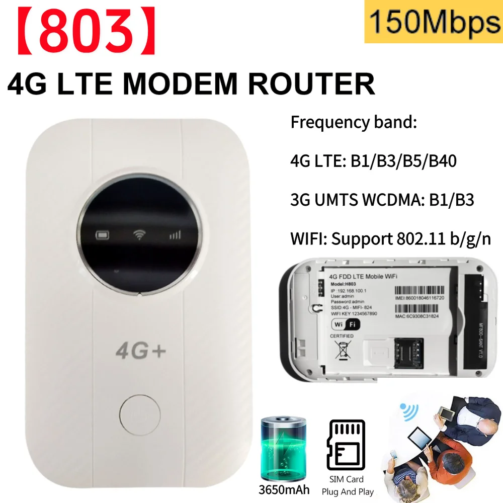 Routeur Modem 4G LTE WiFi - B1/B3/B5 - Débit 150Mbps - Modèle EL022603-00B