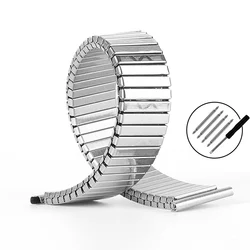 Stainless Steel Elastic Stretch Metal Expansion Watchbands - Black & Gold - 22mm (Silver)