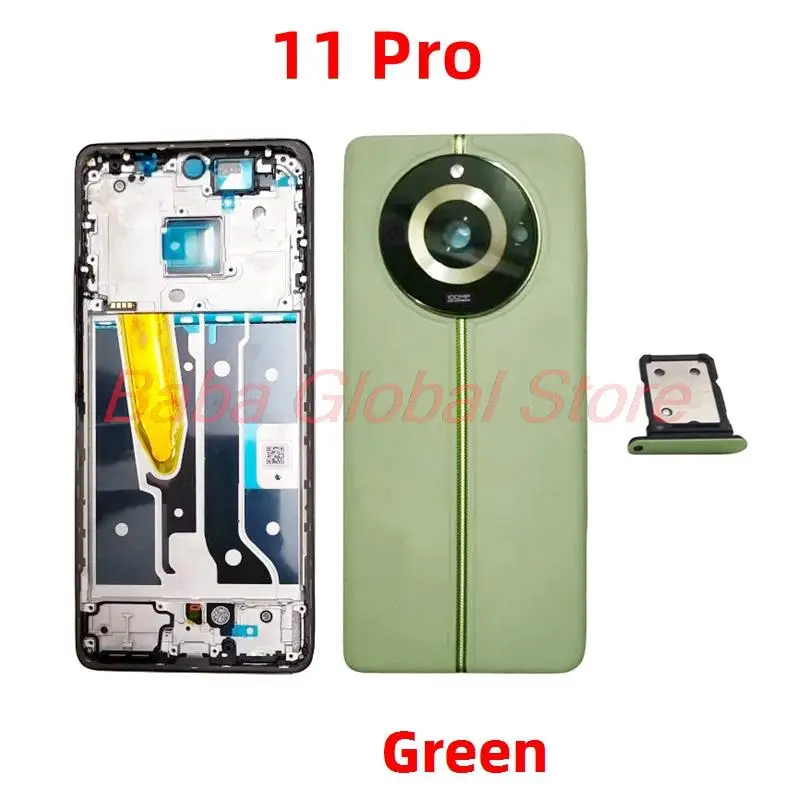 Oppo Realme 11 Pro 11 Pro + Plus 5G 미들 프레임 베젤 하우징, 후면 배터리 커버, 유리 쉘, 심 트레이