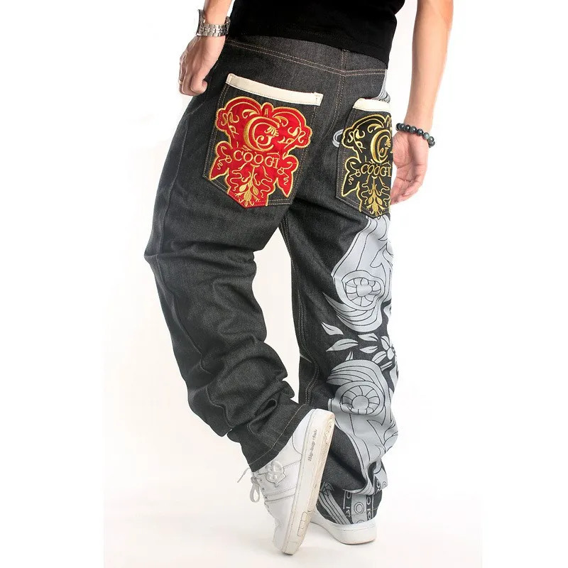 

Fashion 2023 Autumn And Winter Man New Korean Style Straight Jeans Hip Hop Graffiti Printed Embroidery Loose Casual Jeans