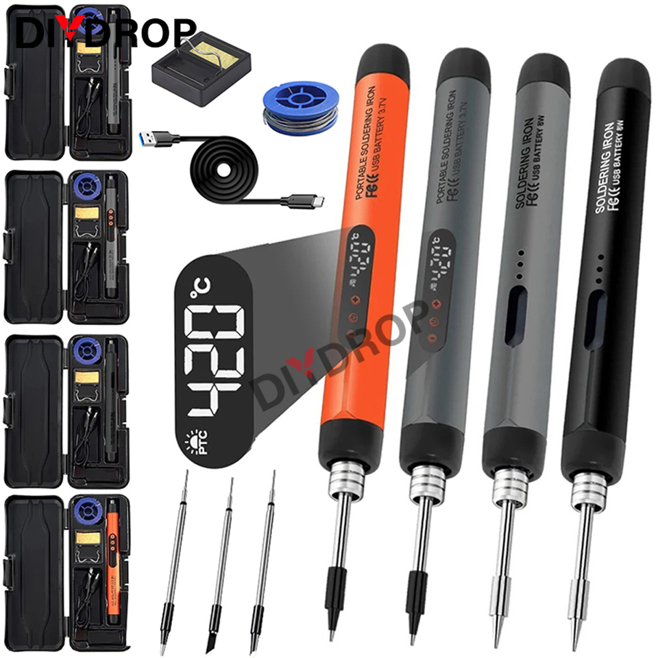 USB Soldering Iron 5V 8W Wireless Electric Soldering Iron Set 300-450â Temperature Adjustable Battery Solder Welding Tools Kit