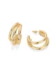 Women 14K Gold Plated Chunky Multi Hoop Earrings Lady Hypoallergenic Trendy Triple Split Loop Huggie Earrings Popular Jewelry 4