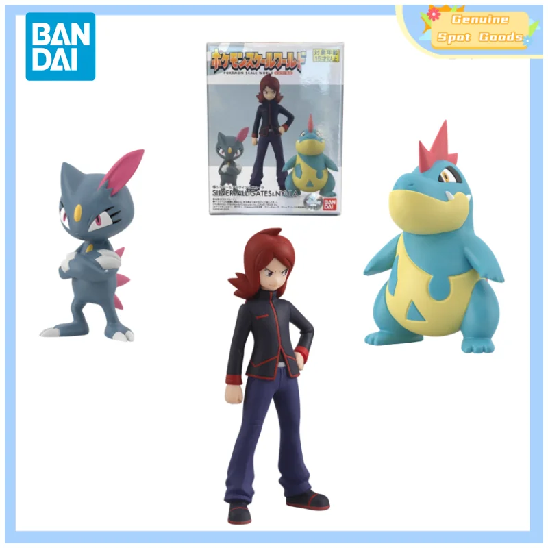 Genuine Bandai Pokemon Scale World Johto Region Silver Alligates Anime Action Figures Shokugan Model Figure Toys Regalo Per Bambini