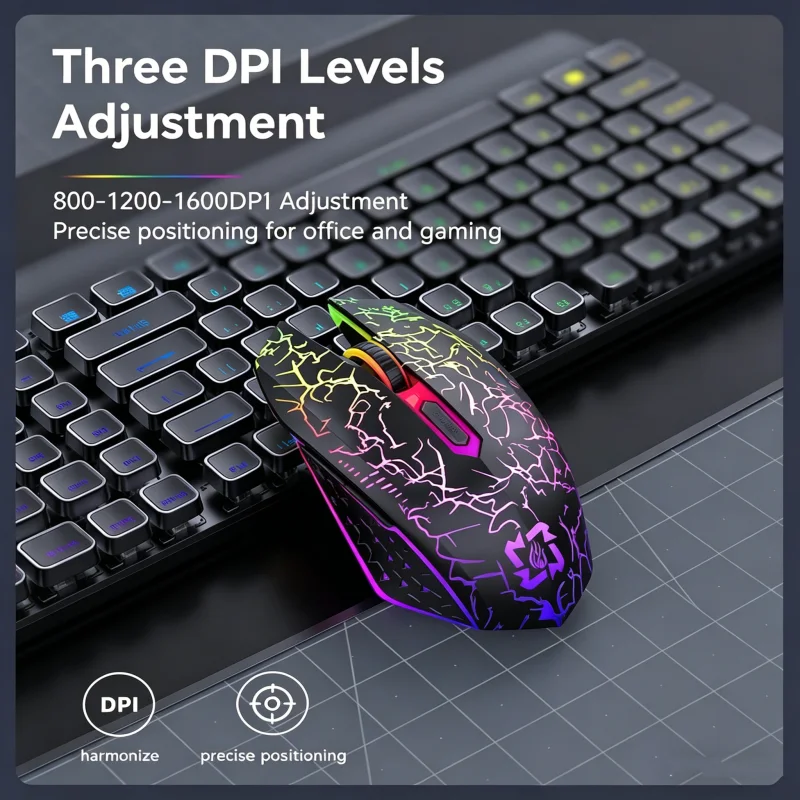 Dual-Mode RGB Wireless Bluetooth Mouse with Silent Functionality