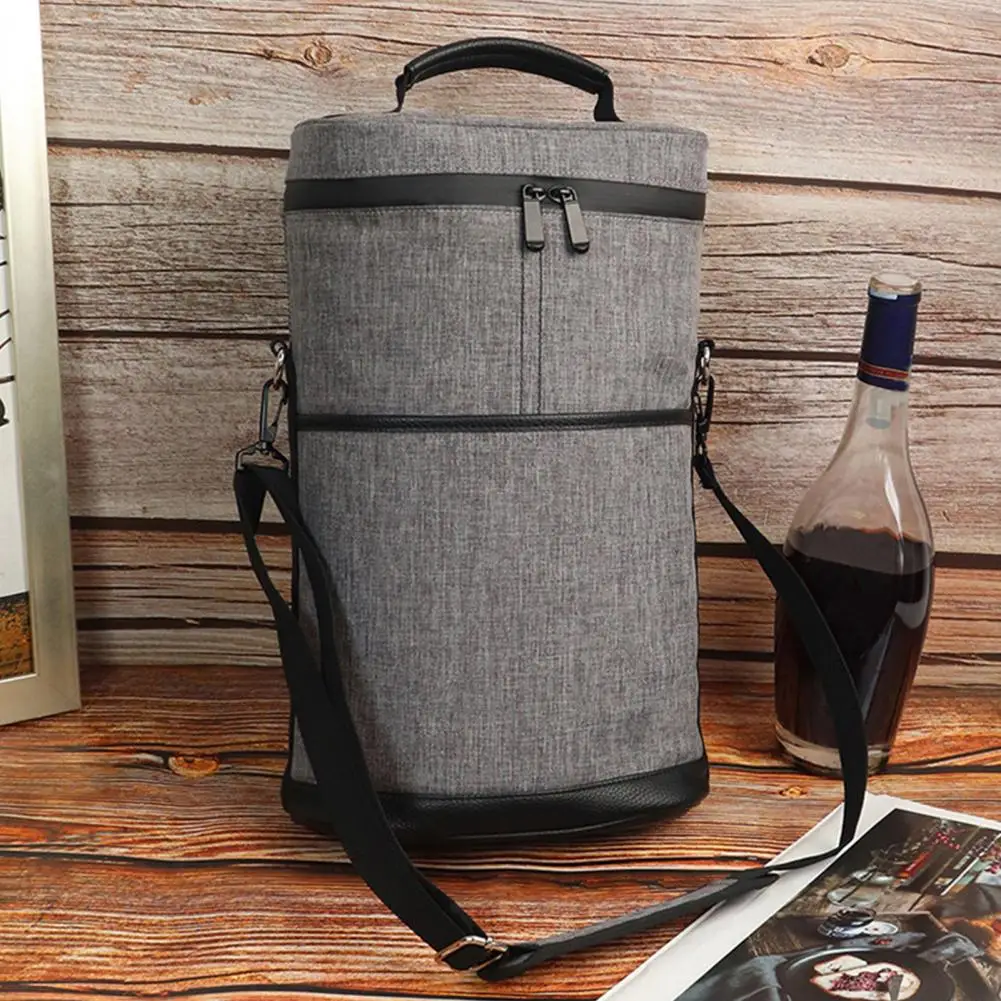 Insulated Wine Carrier Leakproof Wine Cooler Bag with Capacity Adjustable Shoulder Strap for Outdoor Picnic Travel Tasting