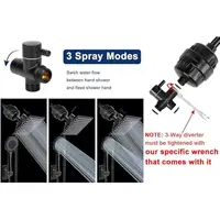 High Pressure Filtered Rain Shower Head Combo 8" Square with 5 Settings Handheld Stainless Steel Self-Adhesive Holder 1.5M Hose 2