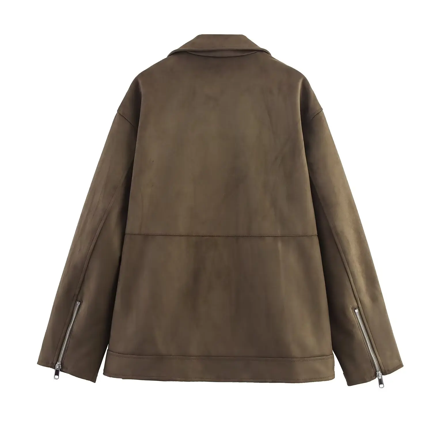 Women Commuting Leisure Imitation Deer Skin Jacket Spring Autumn Fashion Female Long Sleeve Zipper Coat Lady Jackets Streetwear