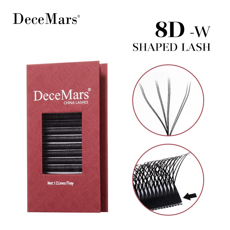 DeceMars – extensions de cils en forme 8d-w, 12 lignes/plateau