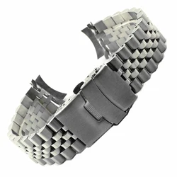 Premium Solid Stainless Steel Watch Band with Curved Ends and Tool Included - 22mm (WZ - silver)