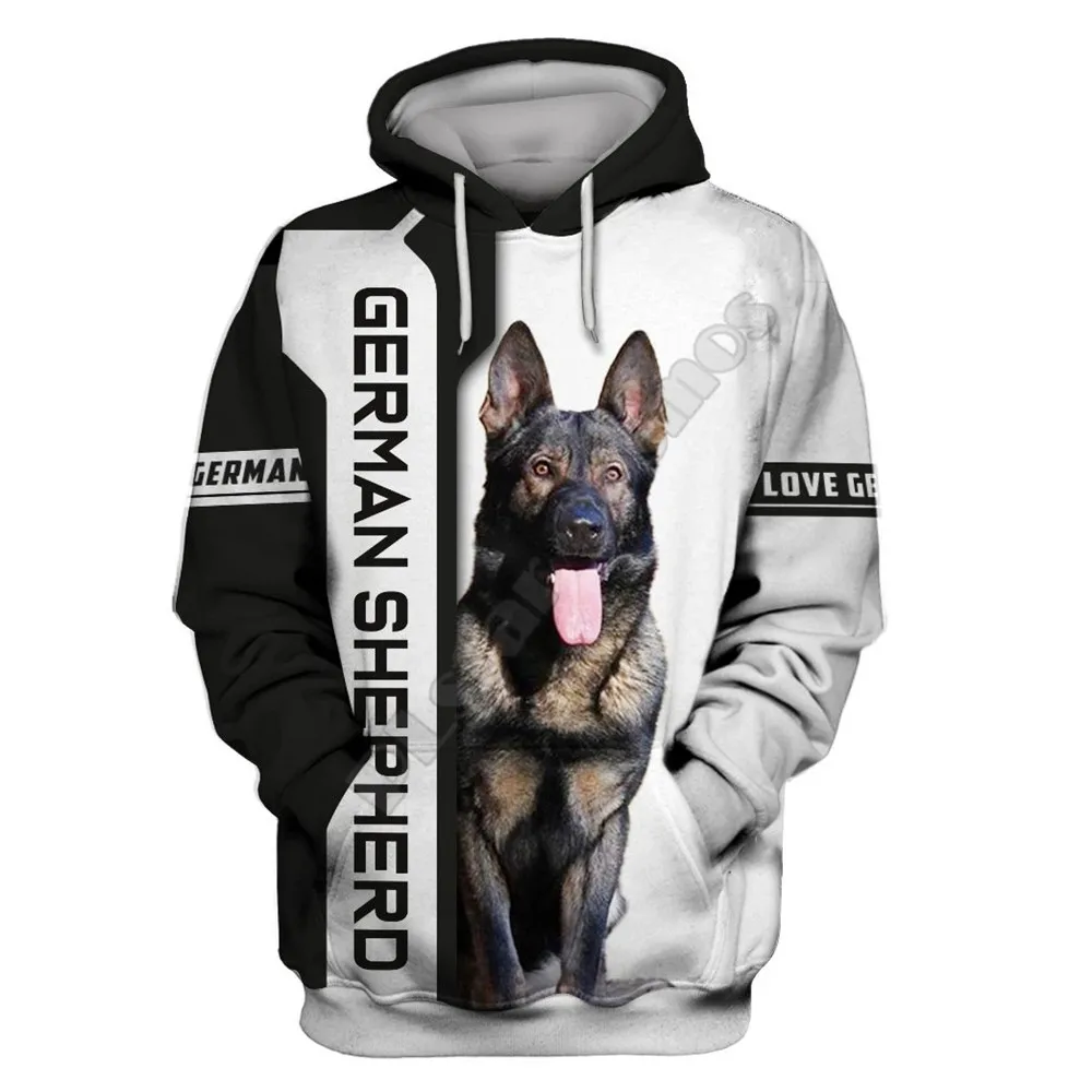 thumbnail image 1 of Nunca subestimes a un anciano con un pastor alemán Sudadera con capucha con estampado 3D por todas partes Chándal de calle Love Dog 01, 1 of 4
