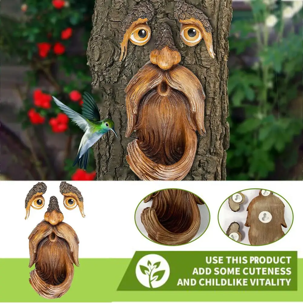 bird feeder Bird Feeder Resin Tree Face Bird Feeder Courtyard Yard Garden Decorations Whimsical Tree Hugger Sculpture Art Decor
