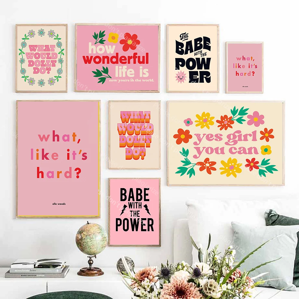 

Would Dolly Do Colorful Inspiring Wall Art Quote Fashion Canvas Painting Wall Poster Print Living Room Modern Home Flower Decor