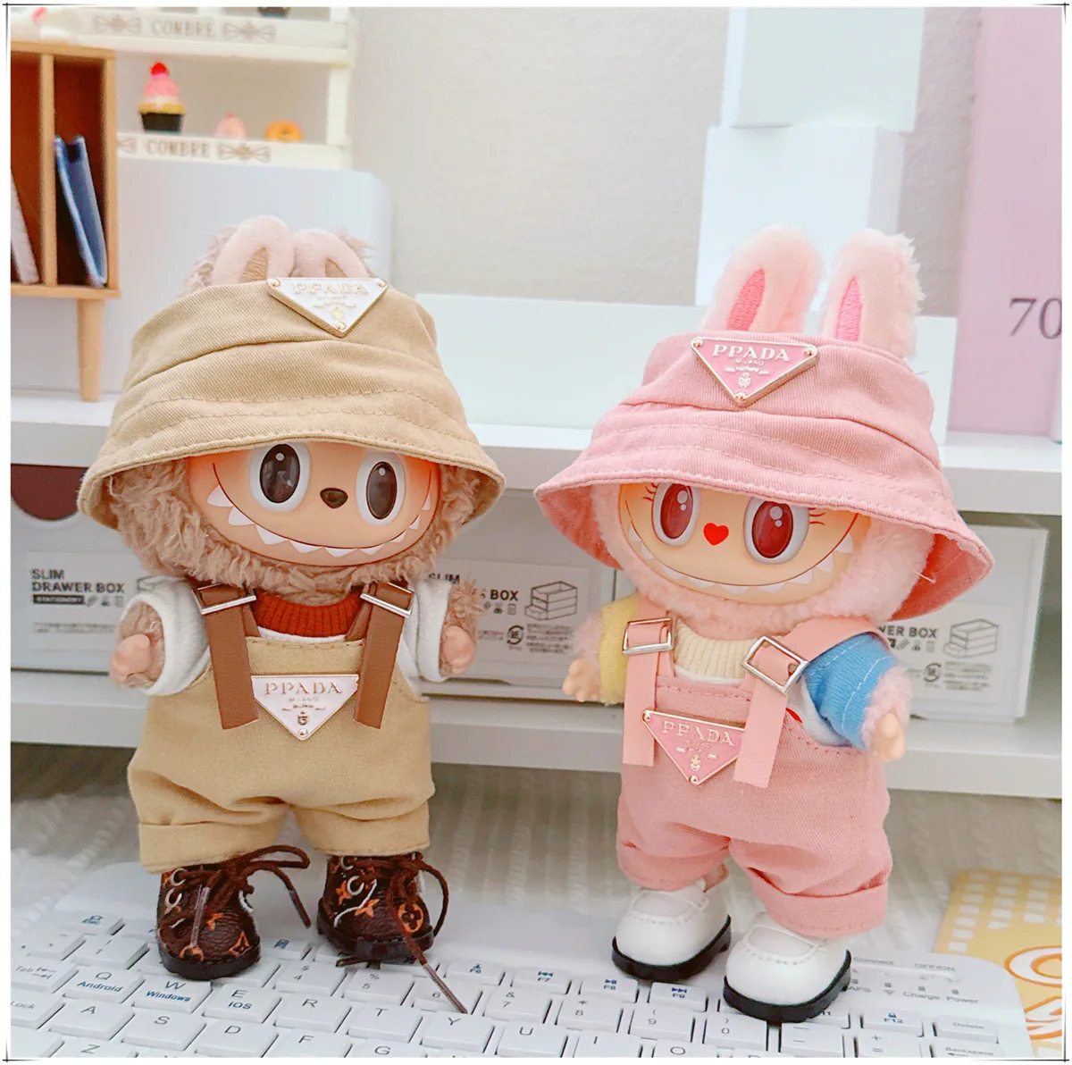For 17cm v1v2 Labubu Clothes Labubu Sitting Party Hat Bib