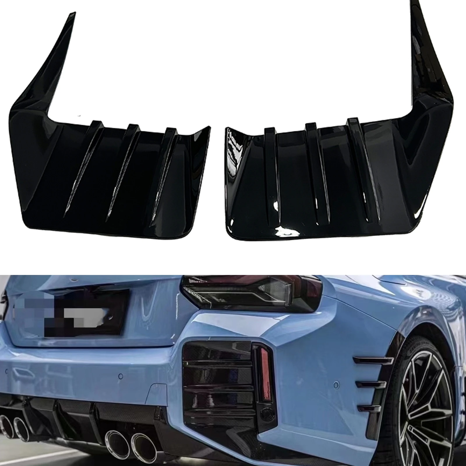 Per Bmw G87 M2 2023-2024 Coupe Paraurti Posteriore A 2 Porte Copertura Angolare Laterale Trim Nero Lucido Boot Air Vent Frame Spoiler Splitter Plate