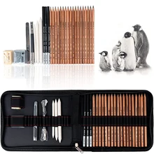 

29 Pieces Professional Art Supplies Kit with Graphite Pencils Charcoal Pencils Paper Erasable Pen Craft Knife Zipper Carry Case