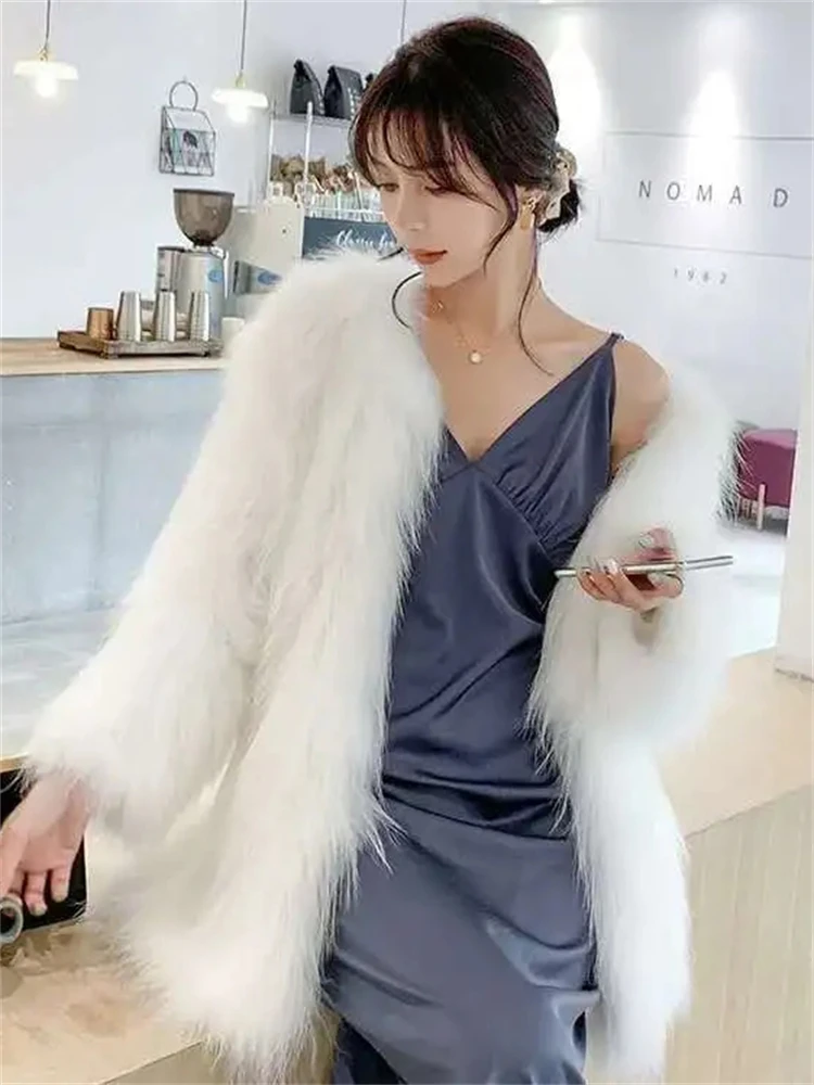 Thicken Winter Faux Fox Fur Coats Warm Korean Plush Overcoats Loose Furry Jaqueta Feminina Luxury Casual Pele Chaquetas New