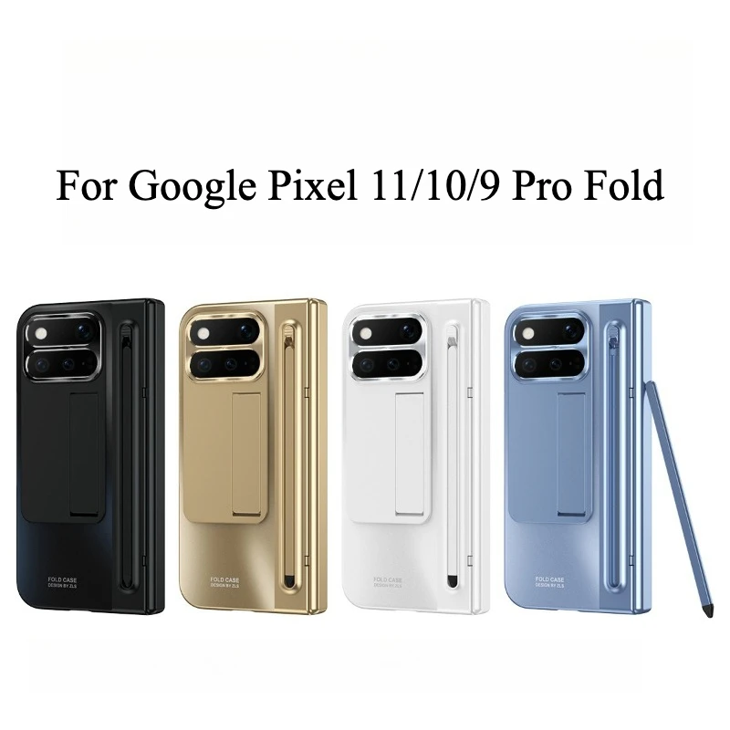 Premium Electroplating Protective Case with Hinge Protection, Kickstand, and Pen Holder