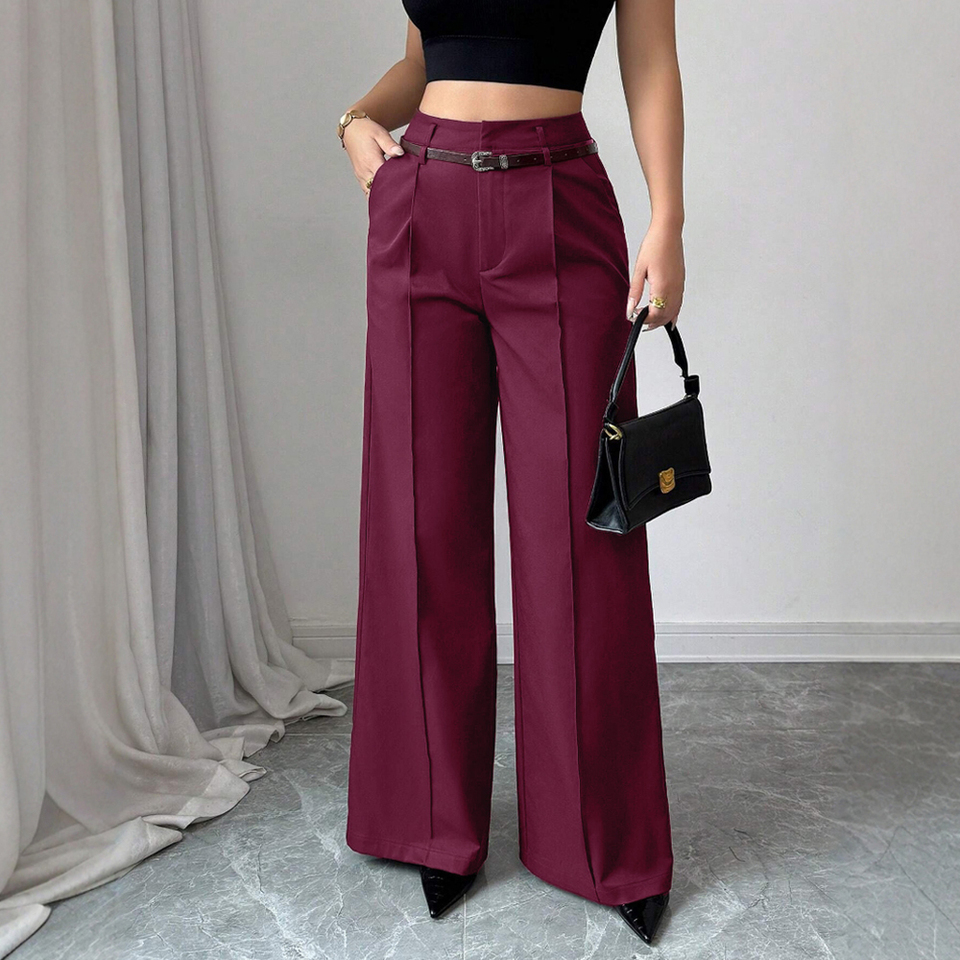 Pants Summer Korean Comfortable Plain Full Length Wide Leg Pockets Vacation Pants For Women