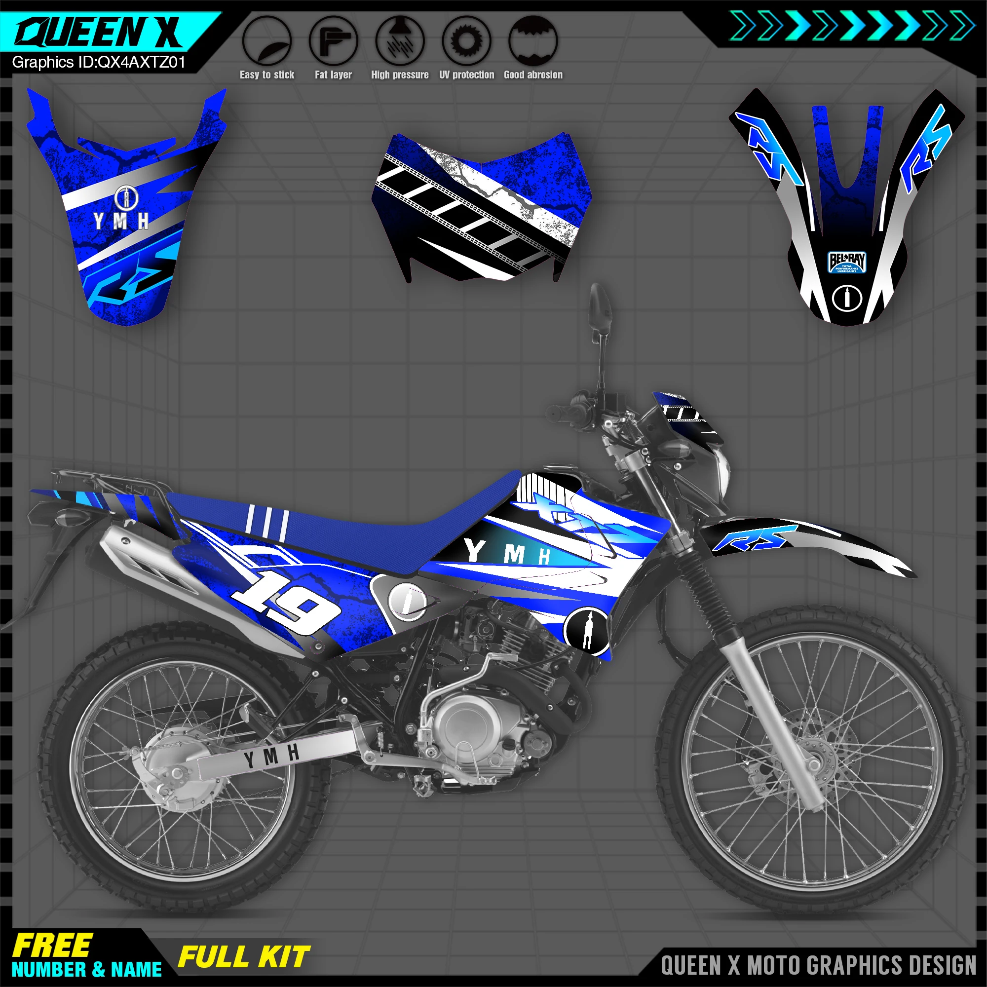 

NEW Graphics Sticker QUEEN X MOTOR Custom Graphics & BACKGROUND DECAL STICKER Kits Fit for YAMAHA XTZ 125