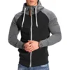 Men's Hoodies Long Sleeve Sweatshirts for Men Zipper Hooded Pullover High Neck Mens Sweatshirt Top Jacket Coat Black Sweater 6