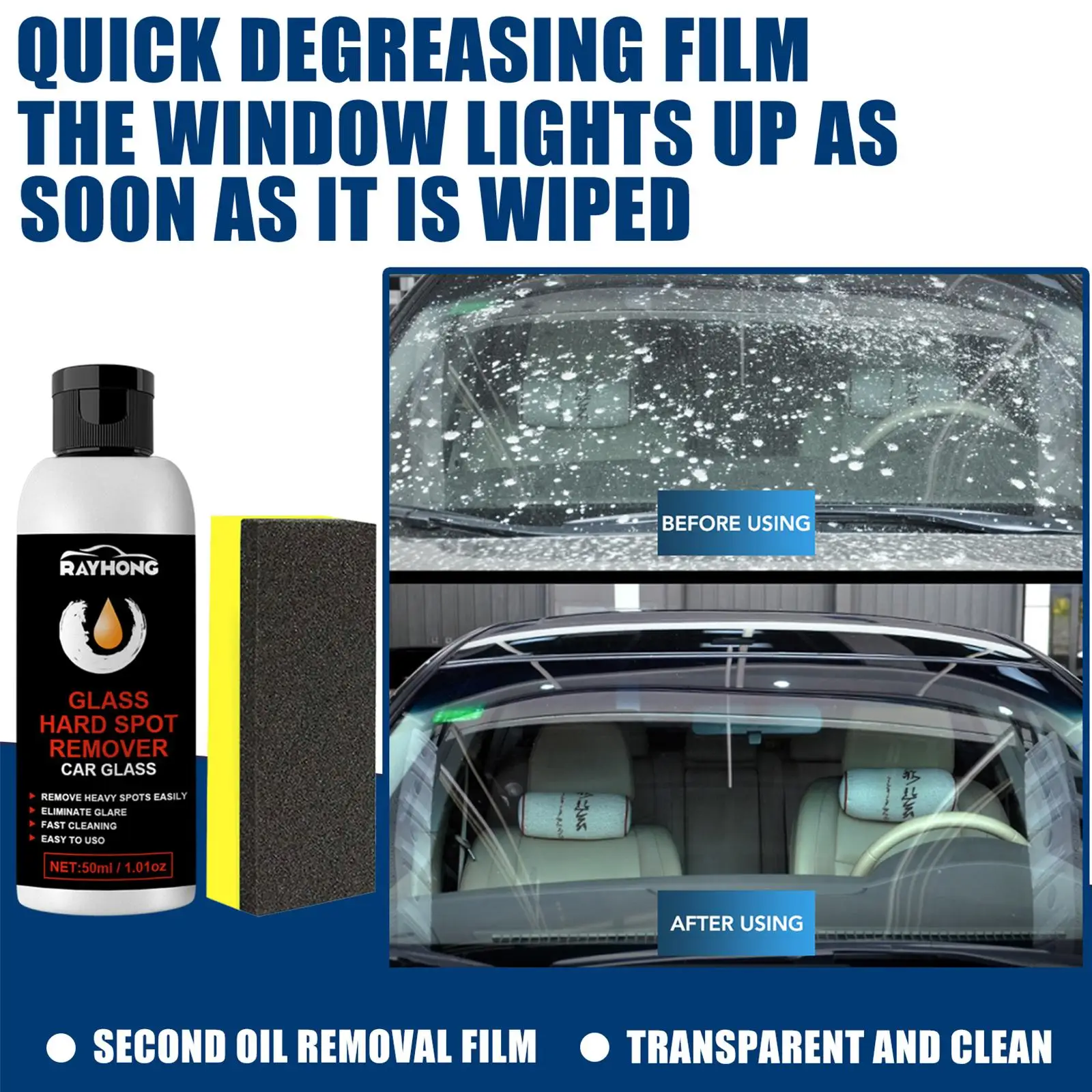 Car Glass Stain Remover Stain Remover Cleaning Tool Degreaser Cleaner  50ml/100ml Universal Glass Stripper Oil Film Cleaner For - AliExpress