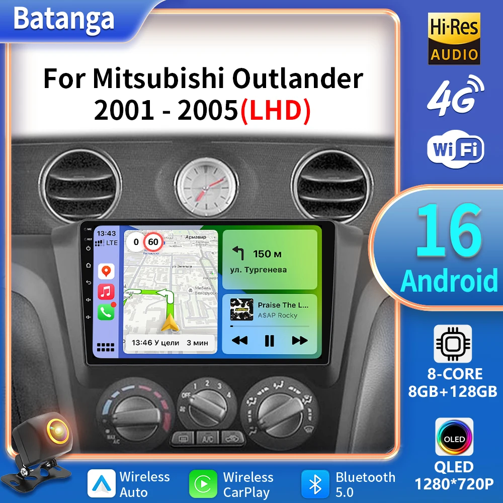 Radio Android 16 para Mitsubishi Airtrek Outlander 2001 - 2005 unidad principal Multimedia pantalla navegación GPS reproductor estéreo de coche DVD 1