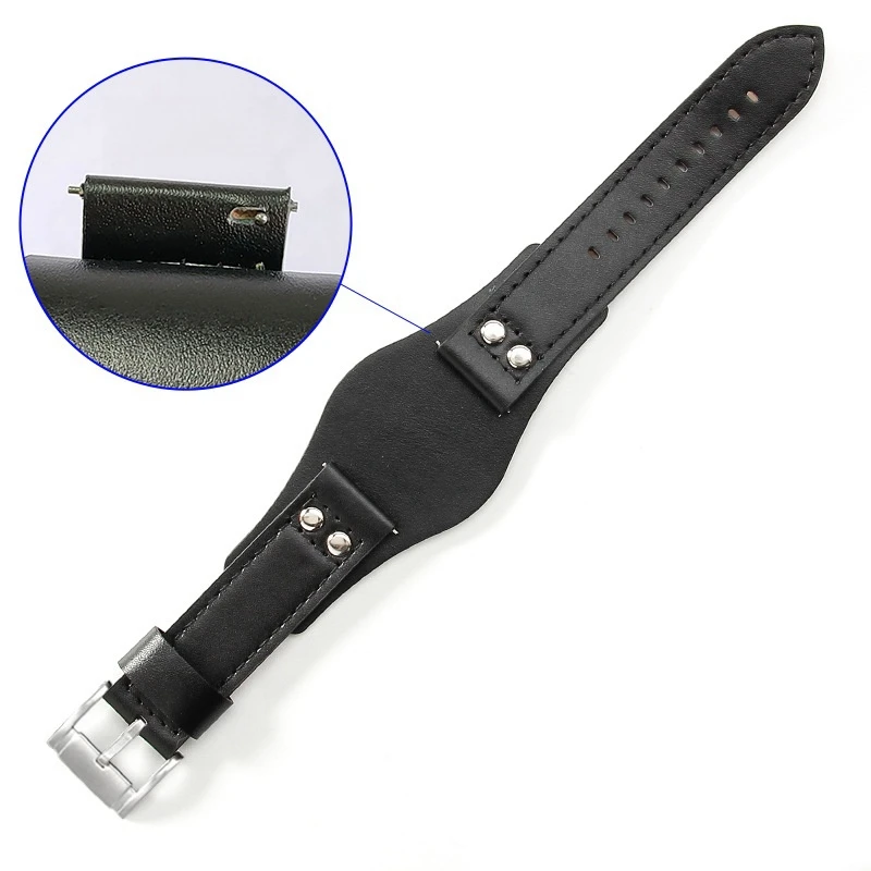 Men's Retro Style Genuine Leather Watch Strap, 22mm, Comfortable Wristband