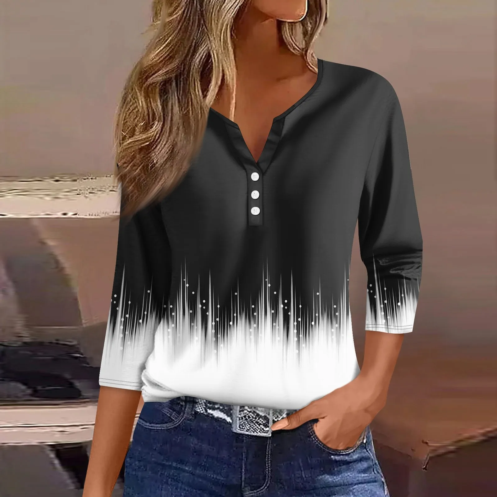 2024 المرأة الصيف تي شيرت غير رسمي موضة المرقعة طب...