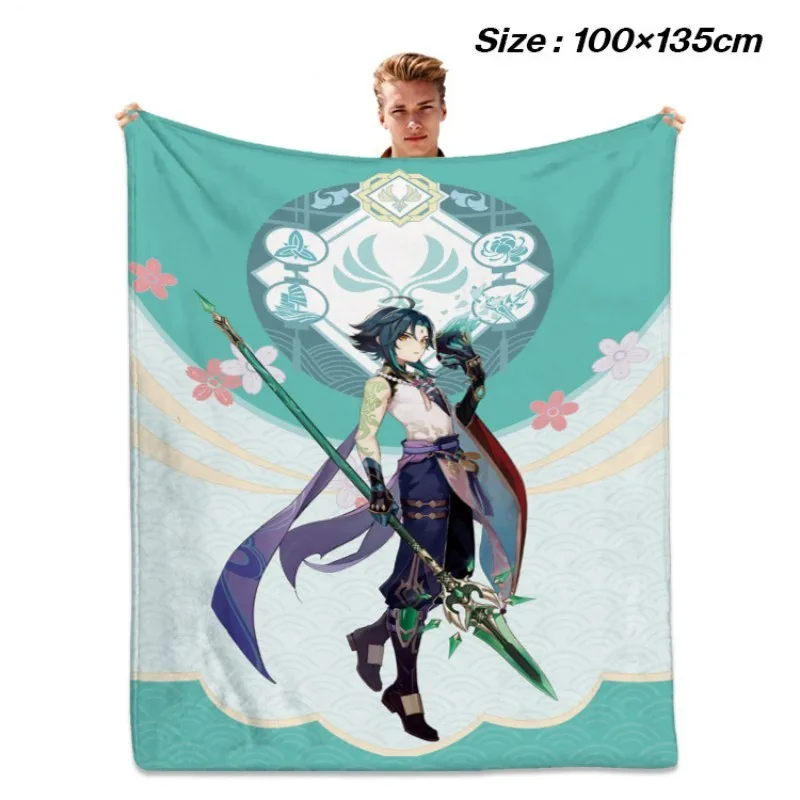 

100cmx135cm Zhongli Xiao Genshin Impact Blanket Flannel Winter Anime Breathable Super Warm Throw Blankets for Bedding