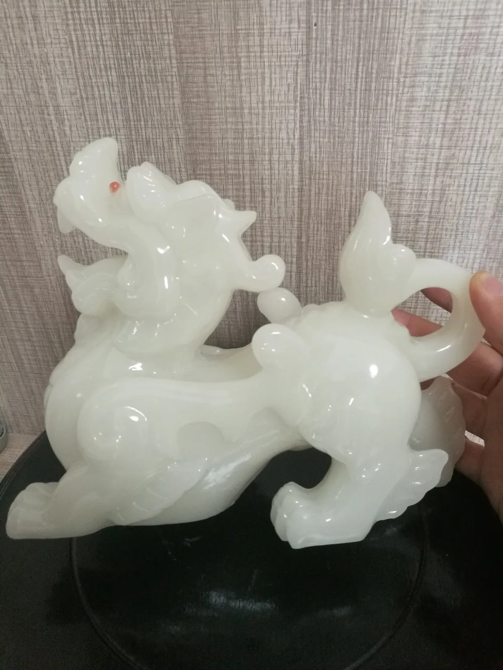 

HOT SALE # office home Southeast Asia FENG SHUI Talisman Money Drawing dragon PI XIU white jade Sculpture ART statue #20CM