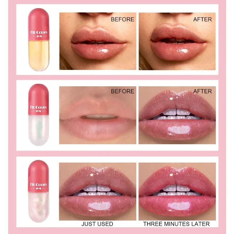 Capsule Liquid Lip Gloss Moisturizing Transparent Color Changing Plumping Oil Mirror Jelly