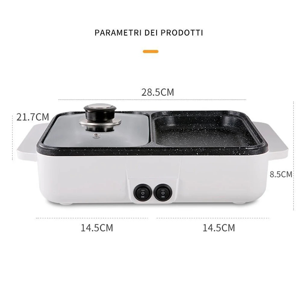 110V/220V 1200W 2 IN 1 Electric Hot Pot Cooker BBQ Grill Multicooker Electric BBQ Grill Non Stick Plate Barbecue Pan Cooking Pot 6