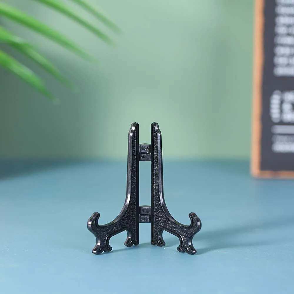 Black Plastic Easels Plate Display Stands Picture Frame Stand Holder 6/12pcs 3/4/5/6/7/8/9/10 Inch