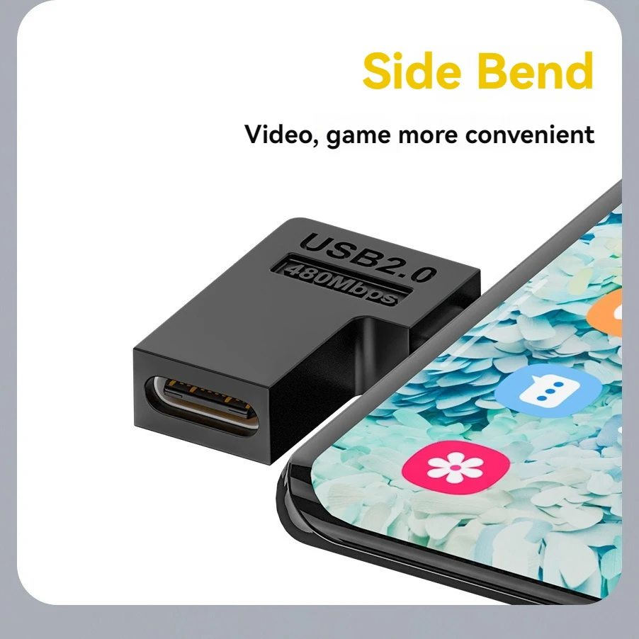 C타입 암에서 마이크로 수 USB 2.0 어댑터, 마이크 인터페이스, 480Mbps 데이터 변속기, 10W 고속 충전 어댑터