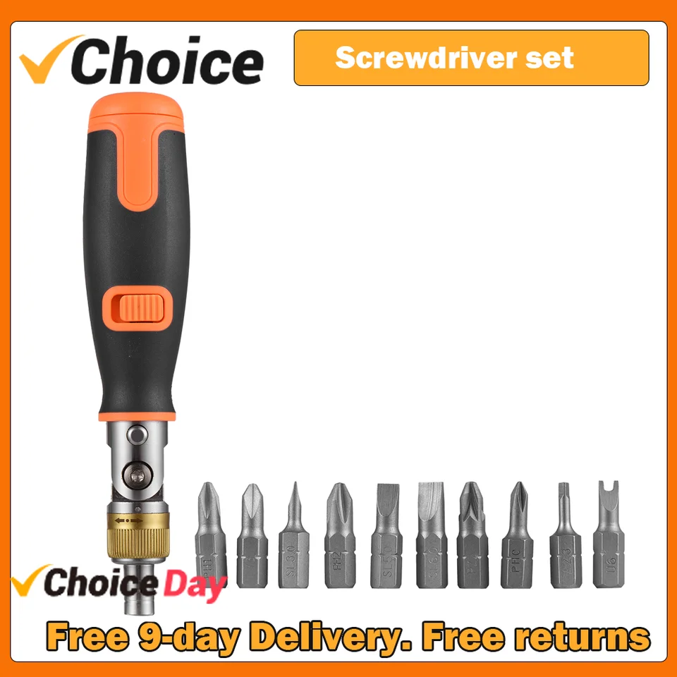 Two-way Ratchet Screwdriver 10-in-1 Multi-bit Ratchet Screw Drivers Set  6.23mm Adjustable Nut Driver Tool - AliExpress