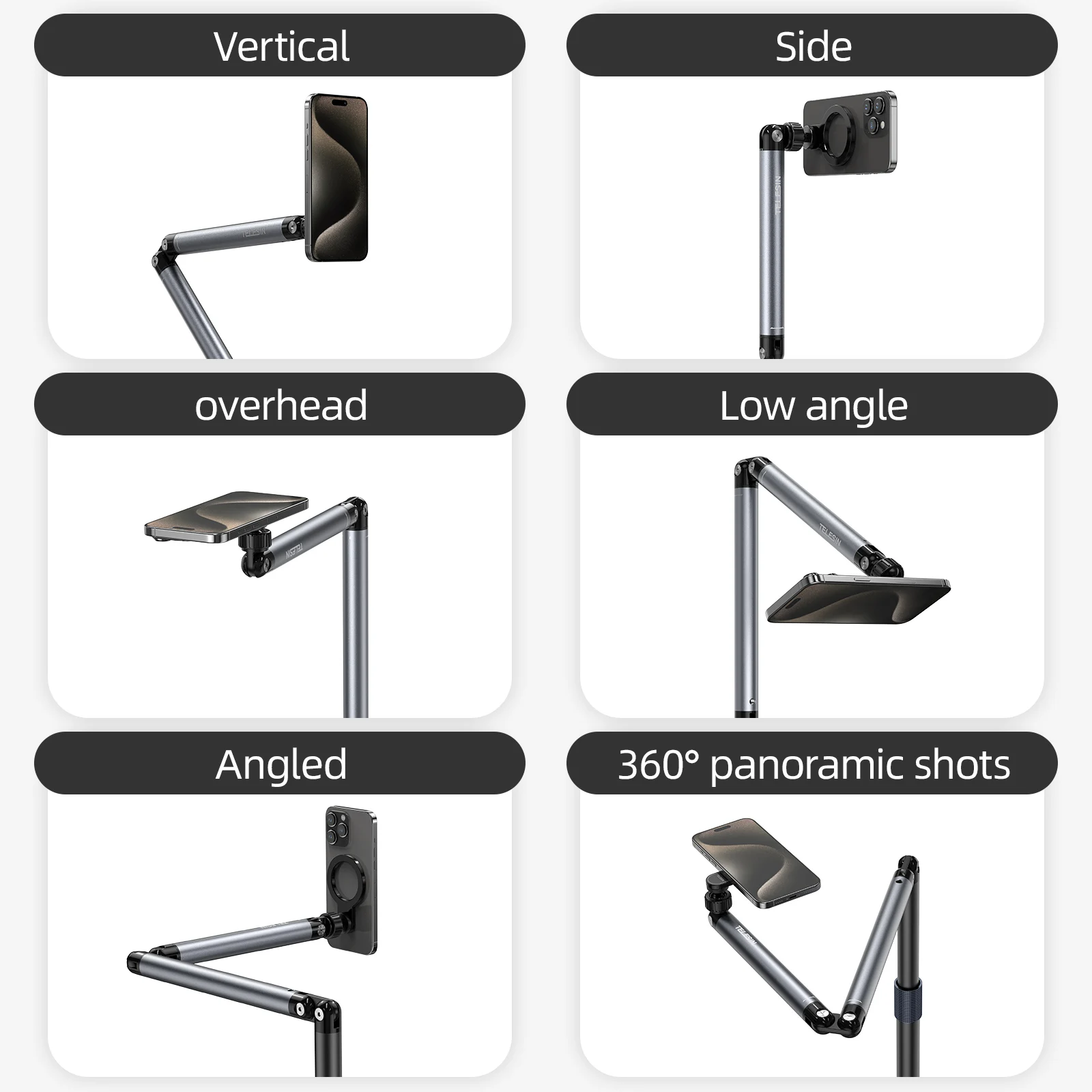TELESIN Magnetic Mobile Phone Floor Stand Bracket