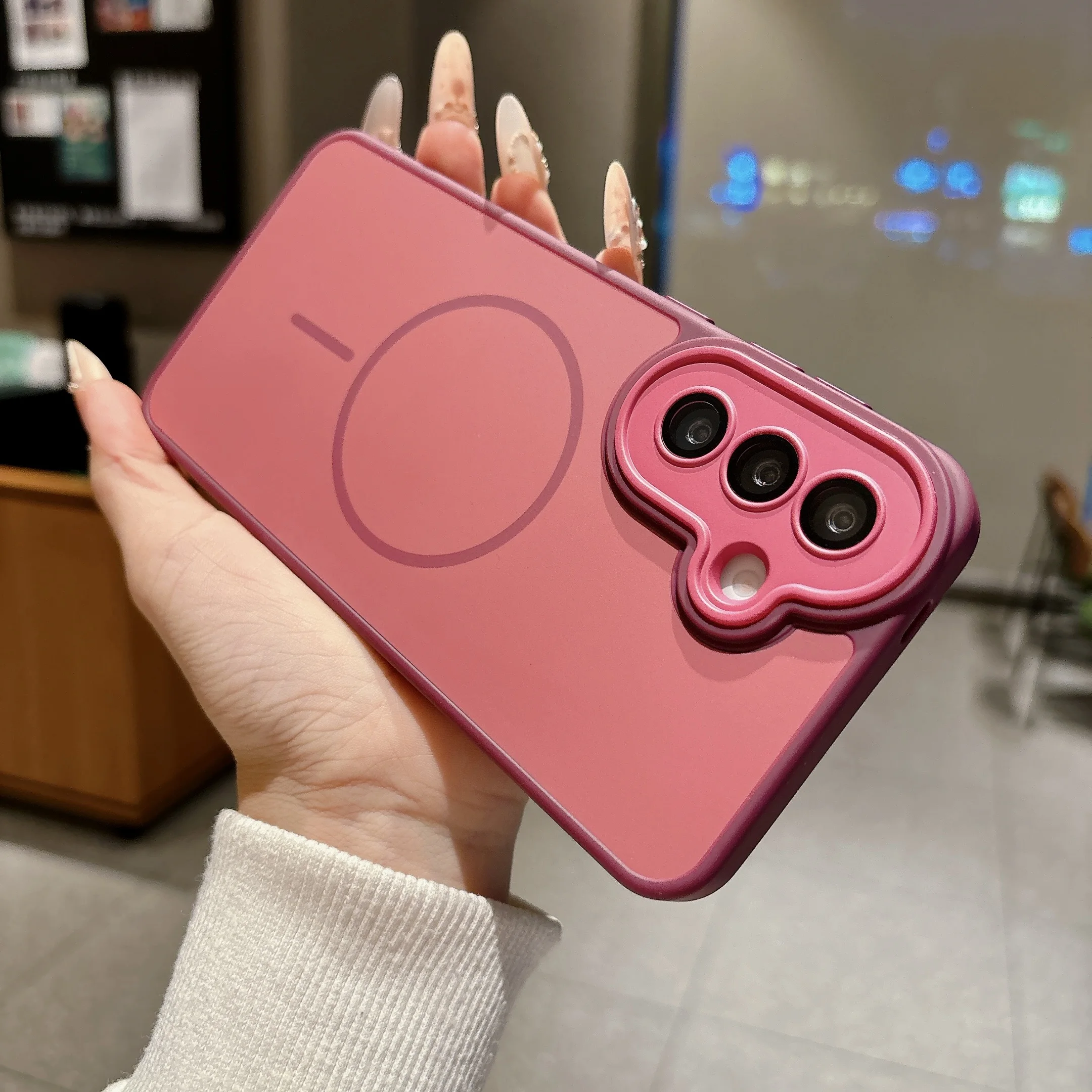 Solid Color Magnetic Charging Shockproof Phone Case with Camera Protection