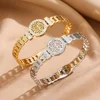 Life Tree Bangles For Men Luxury Inlaid Zircon Thick Chain Type Stainless Steel Gold Plated Bracelets Jewelry Father's Day Gifts 6