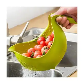 1 Pcs Household Vegetable Cleaning Gadget Accessory Kitchen Drain Basket Bowl Rice Washing Filter Strainer Basket Sieve Drainer
