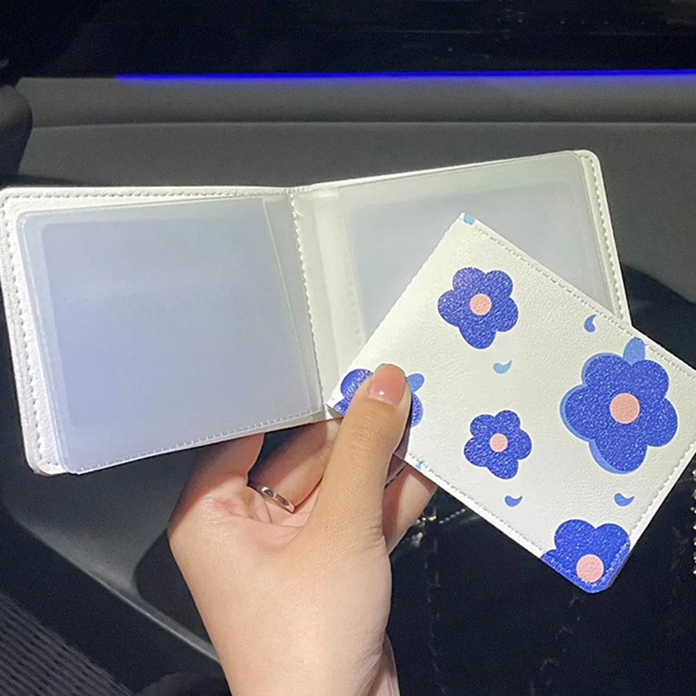 Driver License Leather Cover Car Driving Permit Protective Case Business Id Card Holder Blue Flower Multi Card Position Wallet