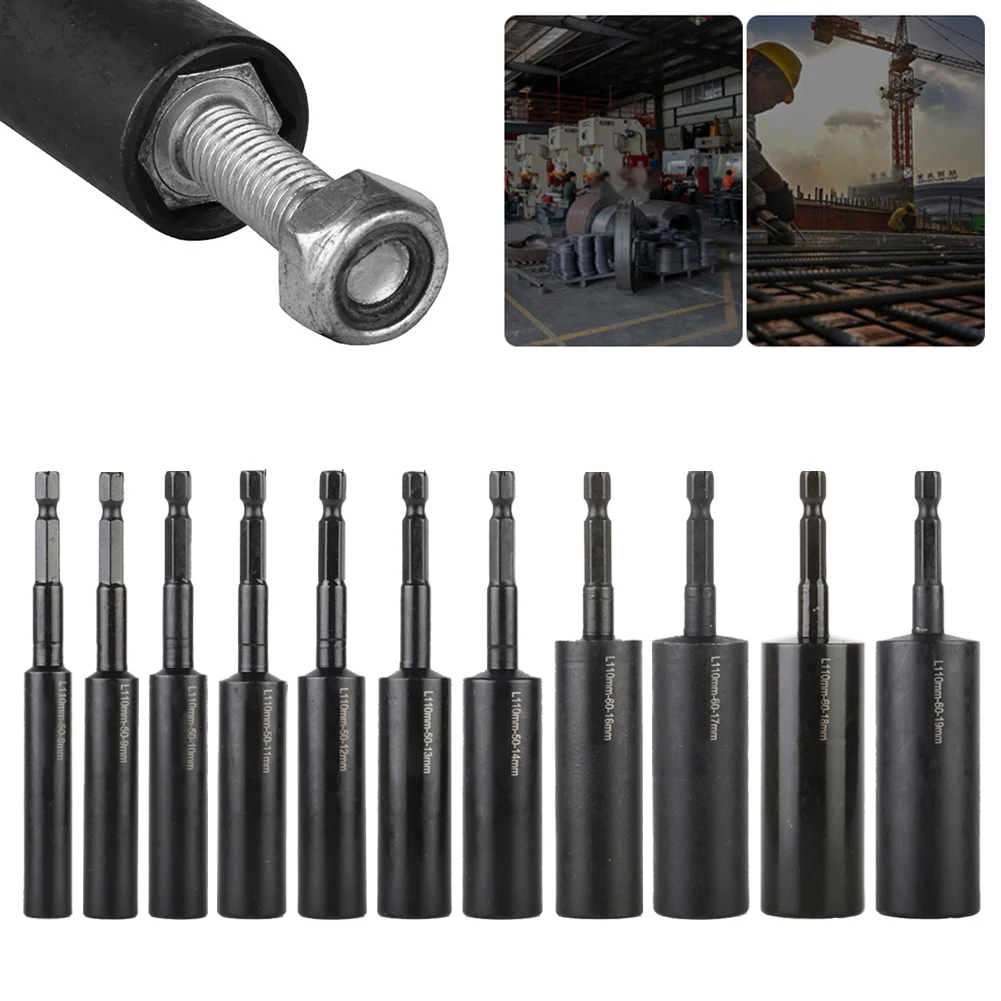 Hex Socket Nut Driver Set Socket Adapter Hexagon Shank Head Tips Socket Wrenches Nut Driver Drill Bit Tools H8-H19 8pcs chrome vanadium steel socket adapter power set hex shank to extension drill bits socket bit adapter drill