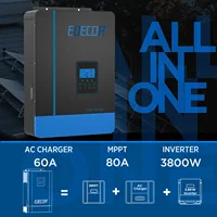 EDECOA 3.8KW Hybrid Solar Inverters Pure Sine Wave Off Grid อินเวอร์เตอร์ 48V to 220V 230V 80A MPPT AC Charger & โมดูล WiFi 2
