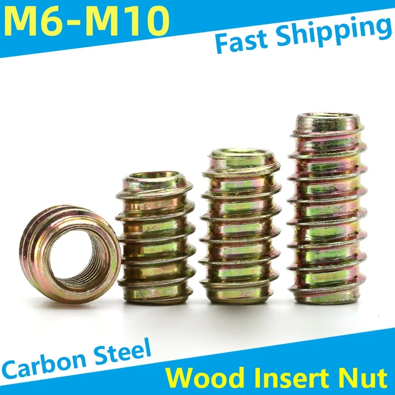 

Carbon Steel Shoot-through Hex Socket Drive Threaded Insert Nuts Fastener Connector for Wood Furniture M6 M8 M10