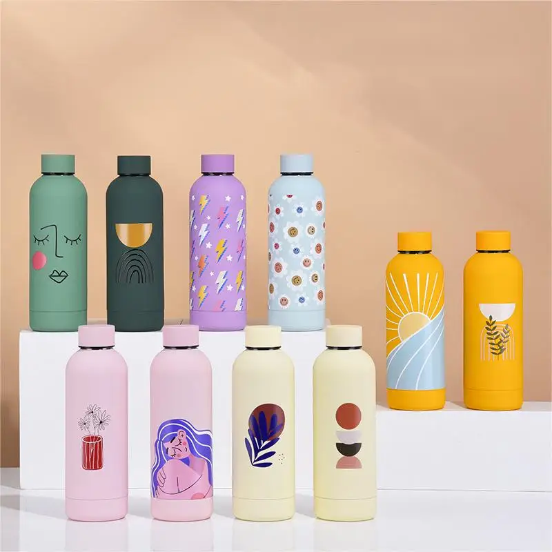 

Stainless Steel Insulation Cup Custom Creative American Small Mouth Bottle Water Cup Abstract Stick Figure Cup