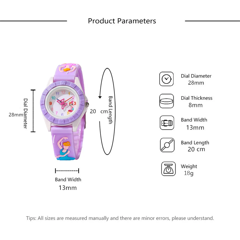 Children's Watch Cartoon Ballet Girl Design Quartz Watch Fashion Purple Silicone Girl Student Gift Wristwatch 5