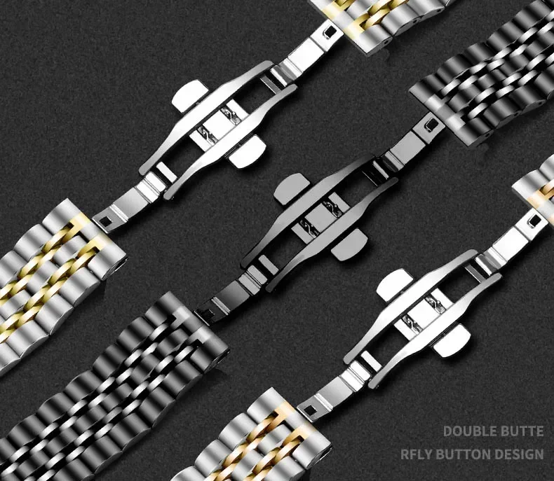 Premium 22mm Stainless Steel Smartwatch Strap - Metal Bracelet Band Wristband Belt
