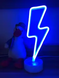 Vibrant LED Neon Night Light - Unicorn, Flamingo, Moon & Rainbow Decor for Kids' Rooms & Home Decor (Lightning blue)