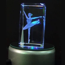 

7 LED 3D Crystal Trophy 360 Rotating Electric Light Stand Base Display