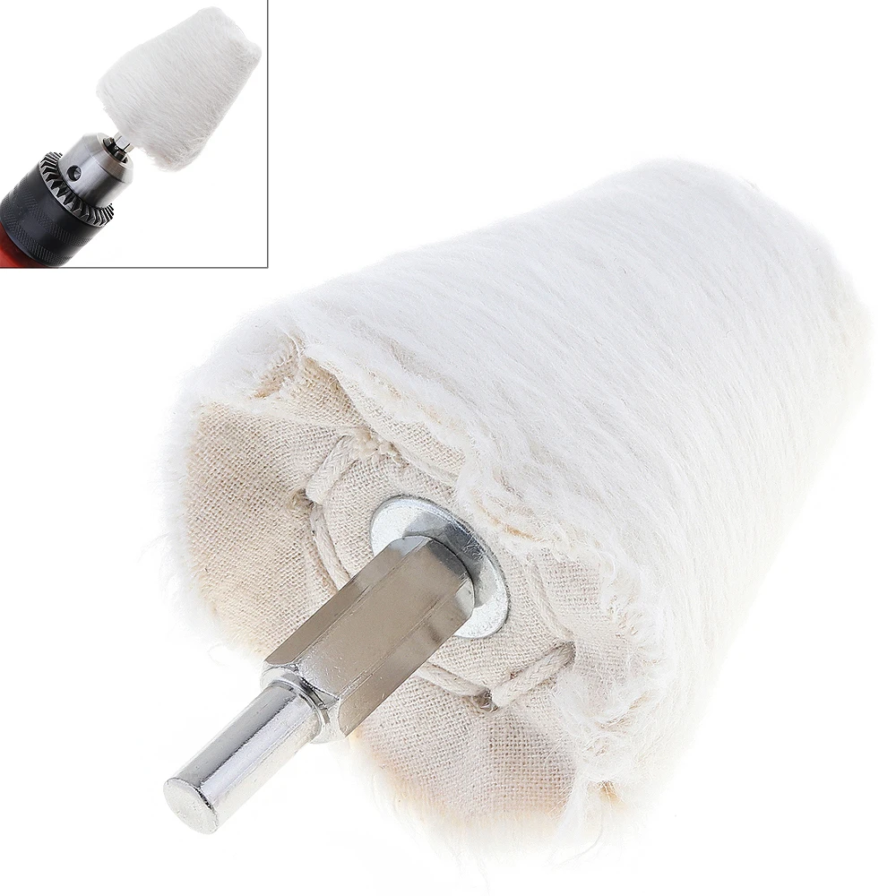 

Cone Shape White Cloth Polishing Wheel Mirror Polishing Buffer Cotton Pad with 6mm Shank Diameter for Surface Polishing